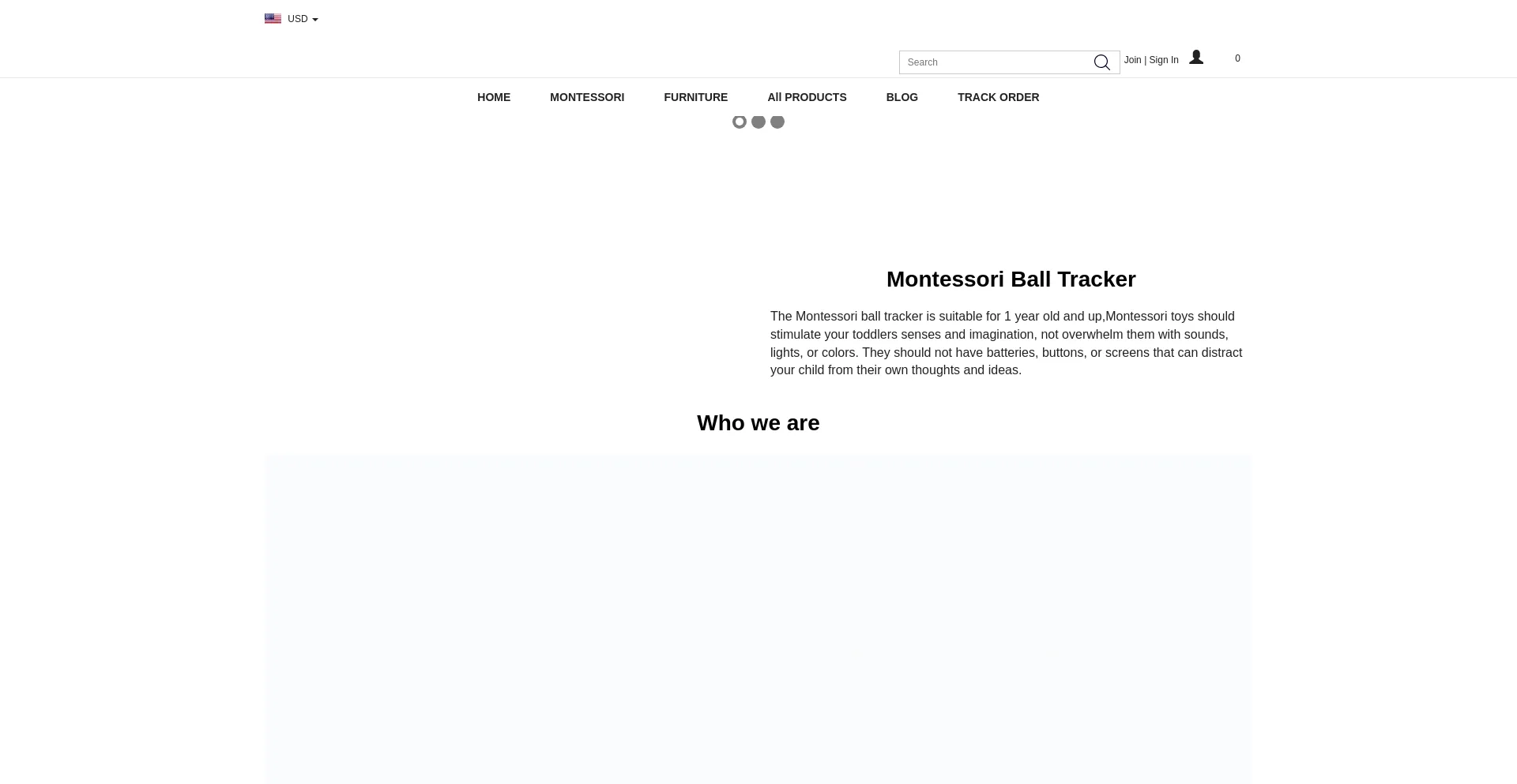 Website screenshot of Montessoriathome.com