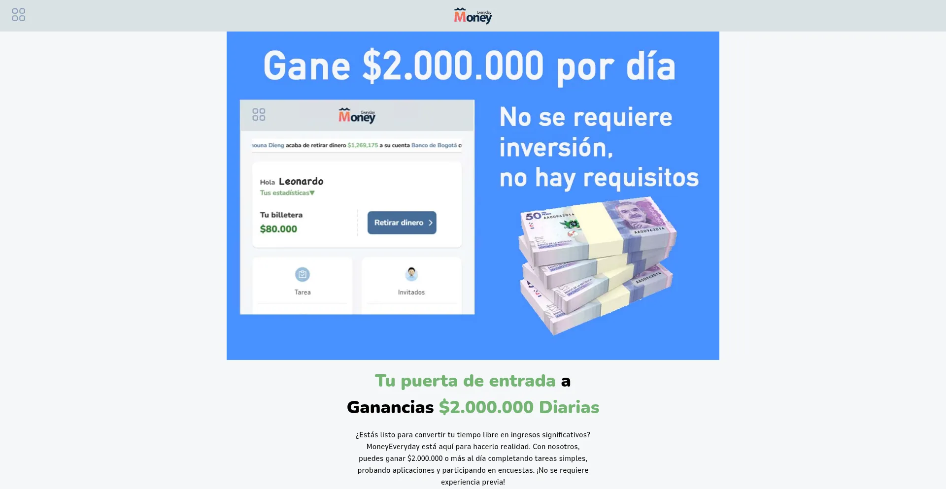 Website screenshot of Monyeveryday-ctttbo.top