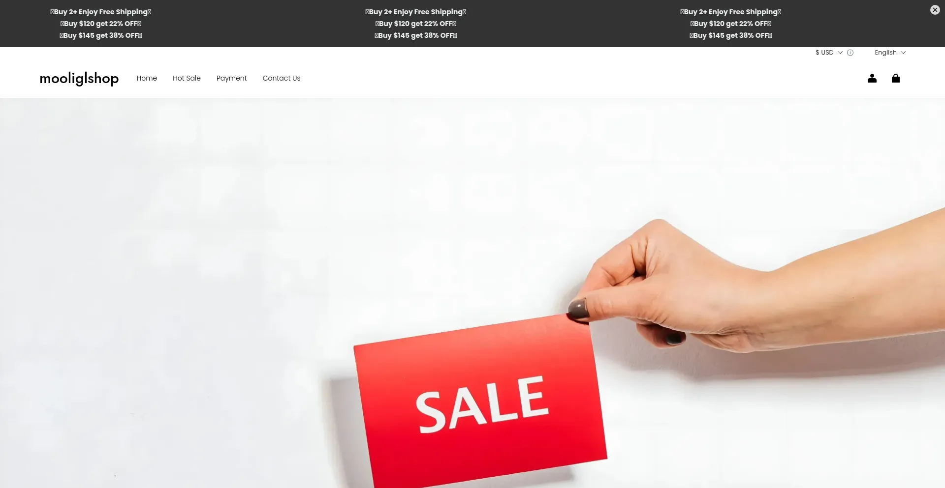 Website screenshot of Mooliglshop.com