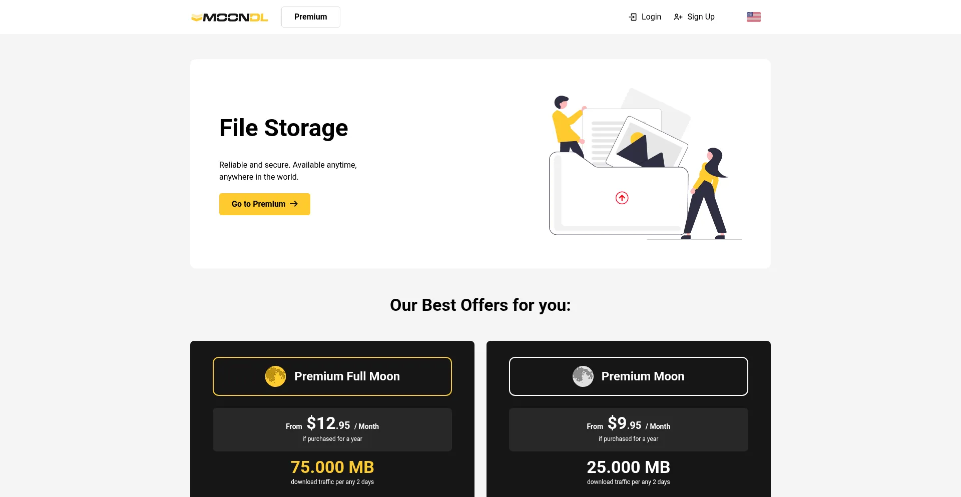 Website screenshot of Moondl.com