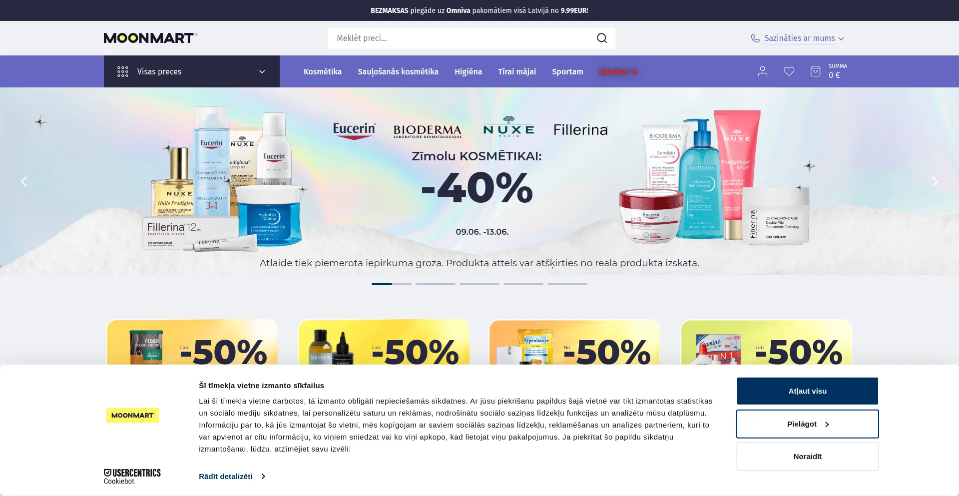 Website screenshot of Moonmart.lv