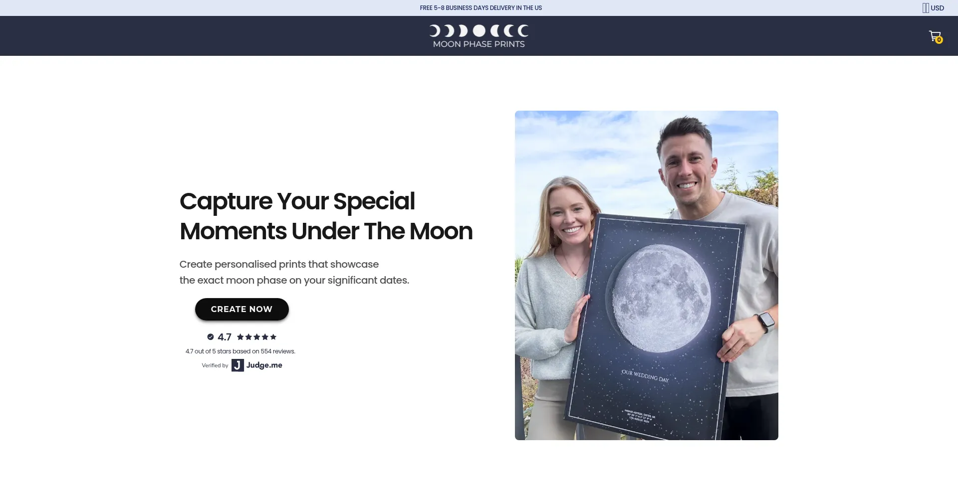 Website screenshot of Moonphaseprints.com