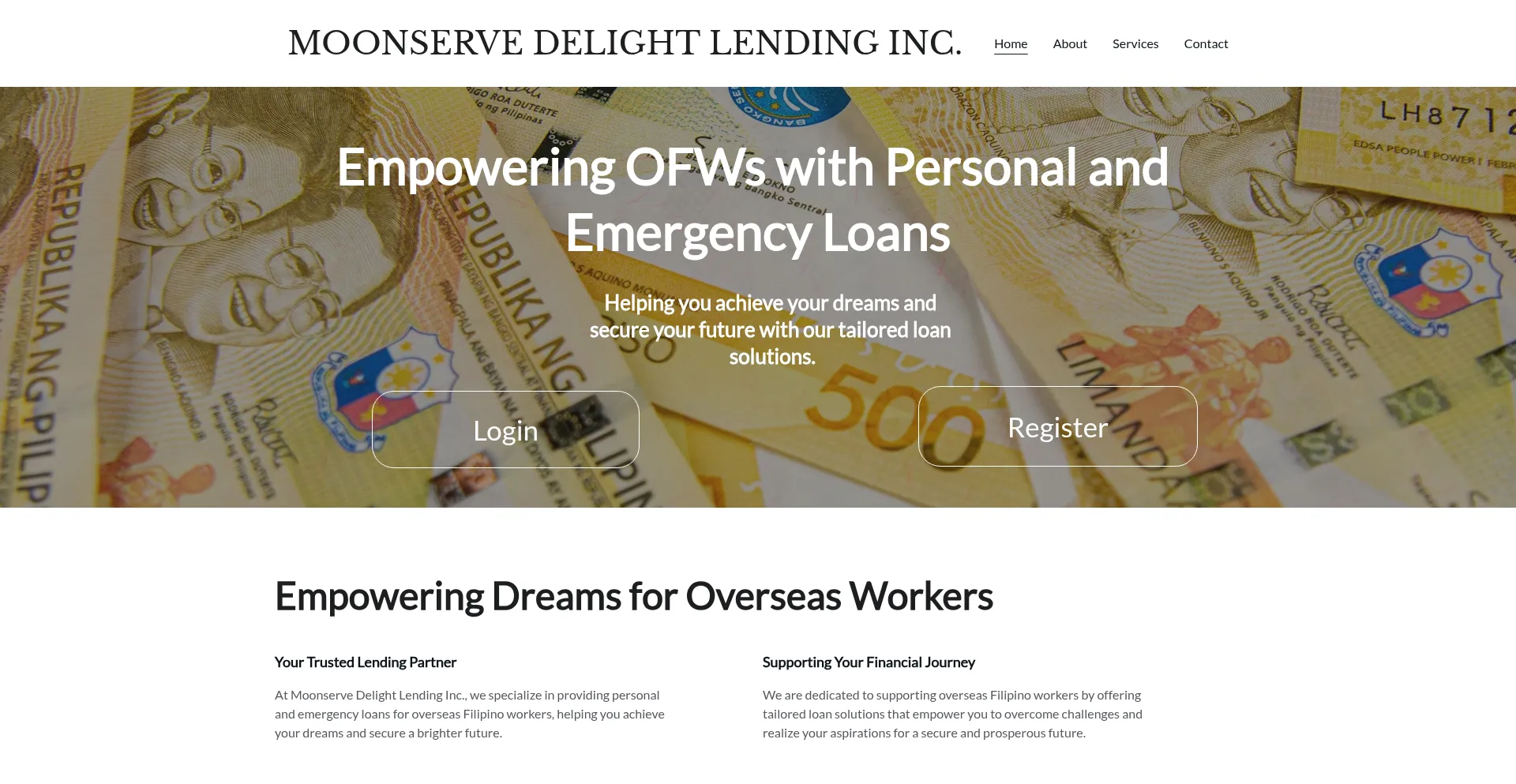 Website screenshot of Moonservedelightlendinginc.com