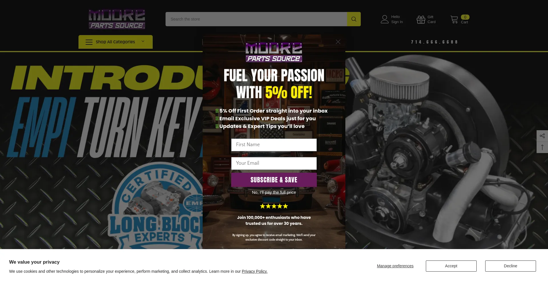 Website screenshot of Mooreparts.com