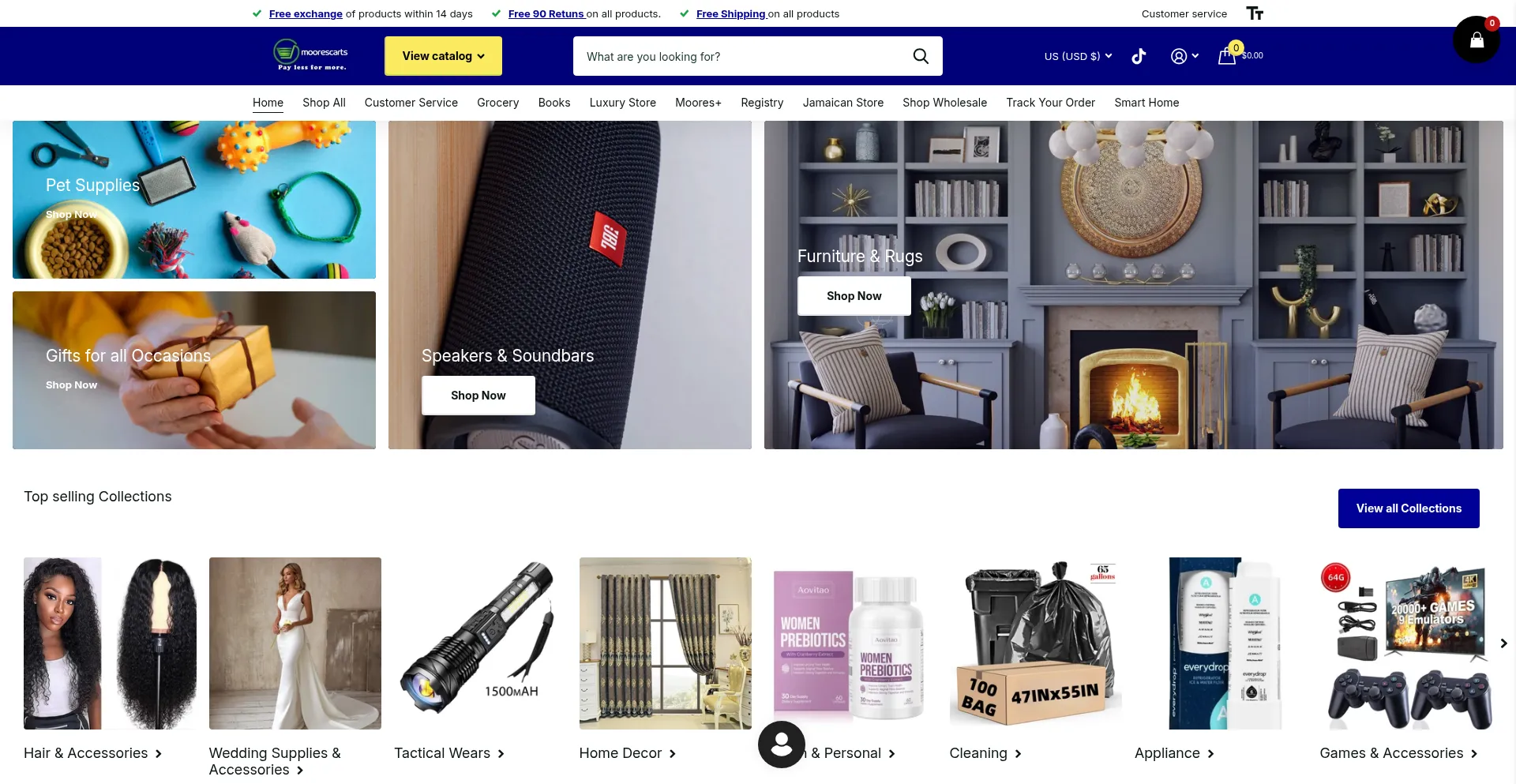 Website screenshot of Moorescart.com