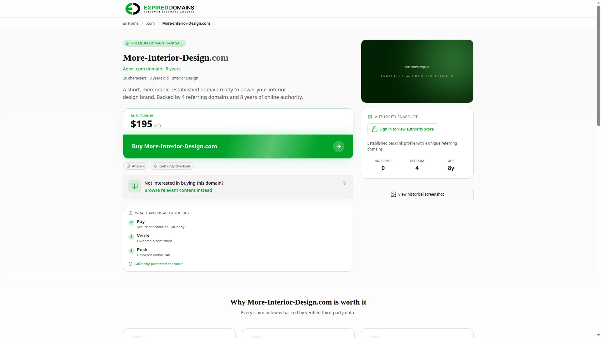More-interior-design.com New Domain Warning (32/100 Trust Score)