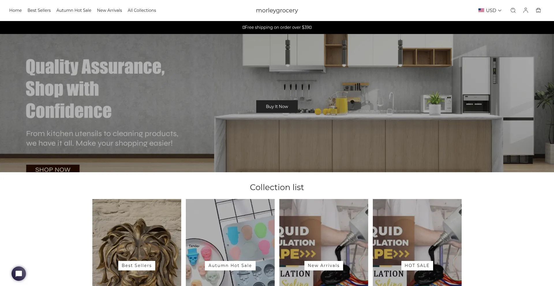 Website screenshot of Morleygrocery.com
