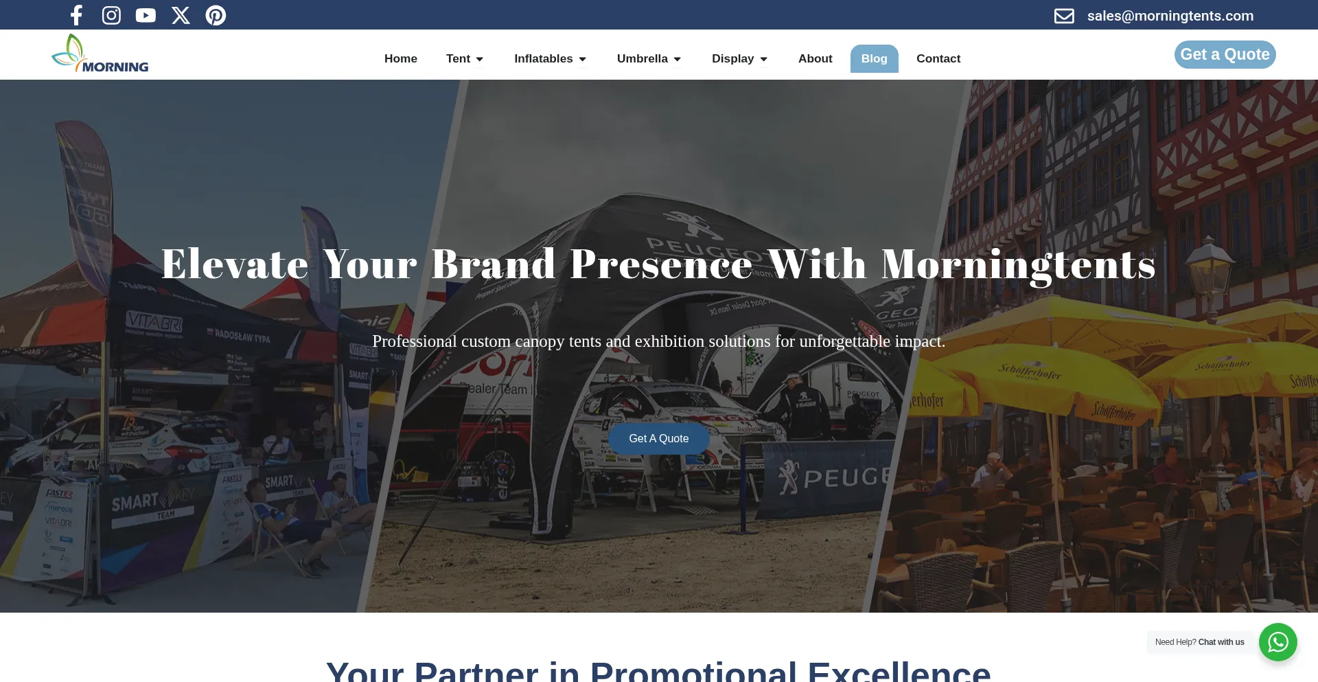 Website screenshot of Morningtents.com