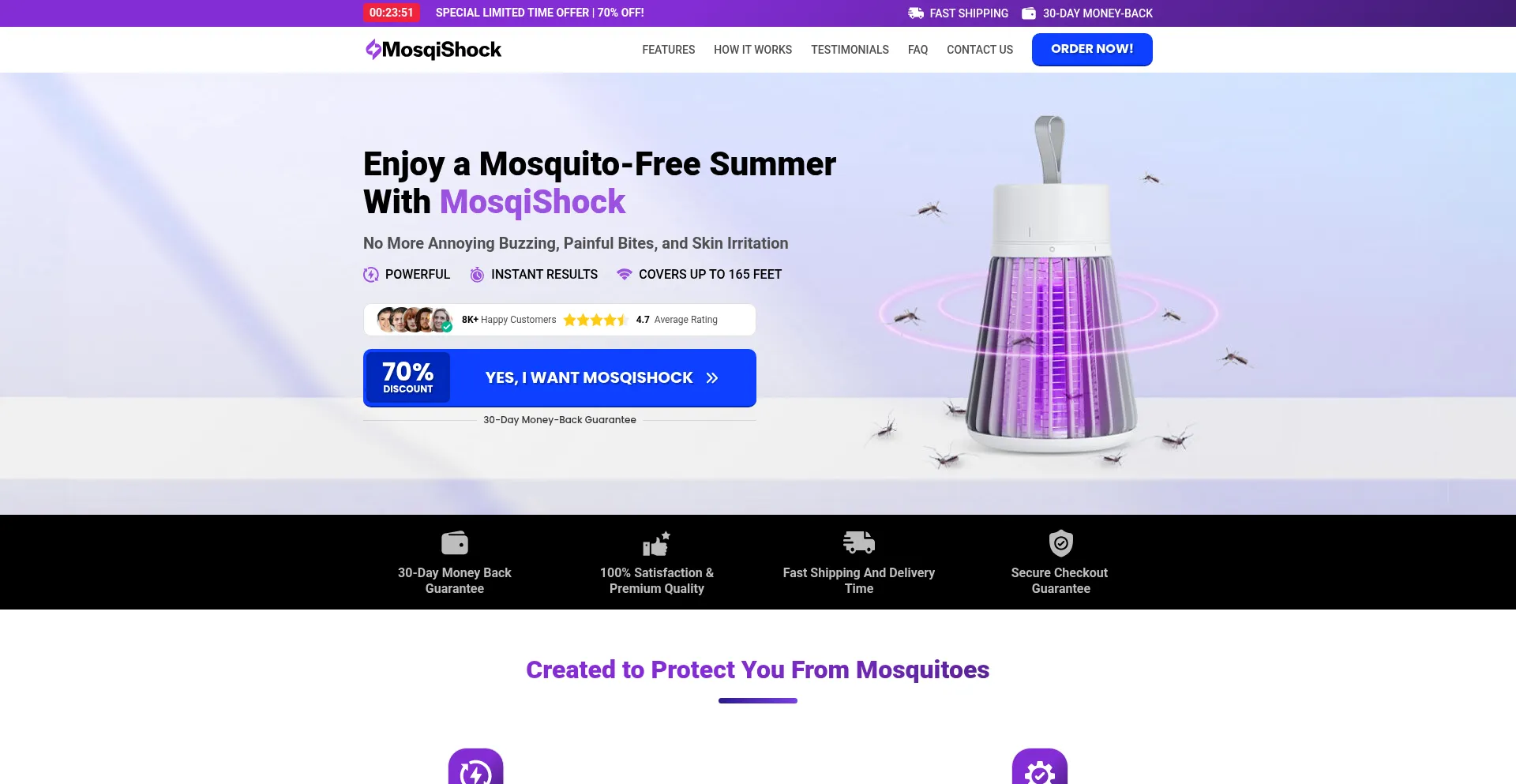 Website screenshot of Mosqishock.com
