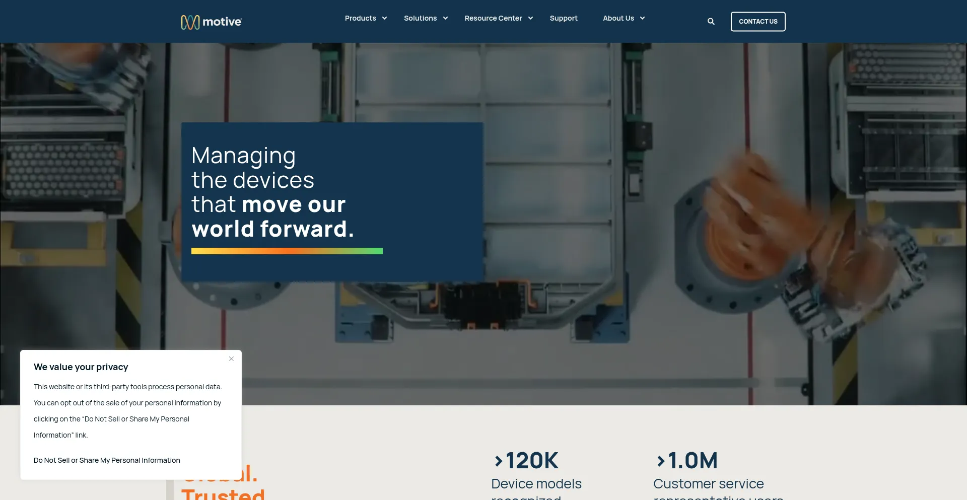 Website screenshot of Motive.com