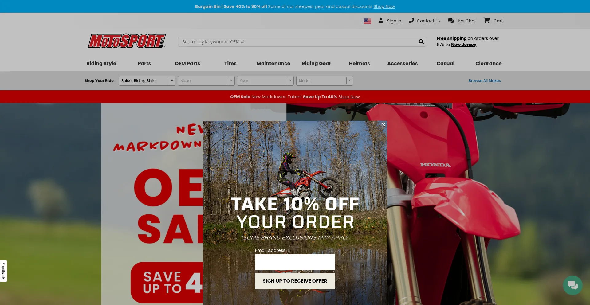 Website screenshot of Motosport.com