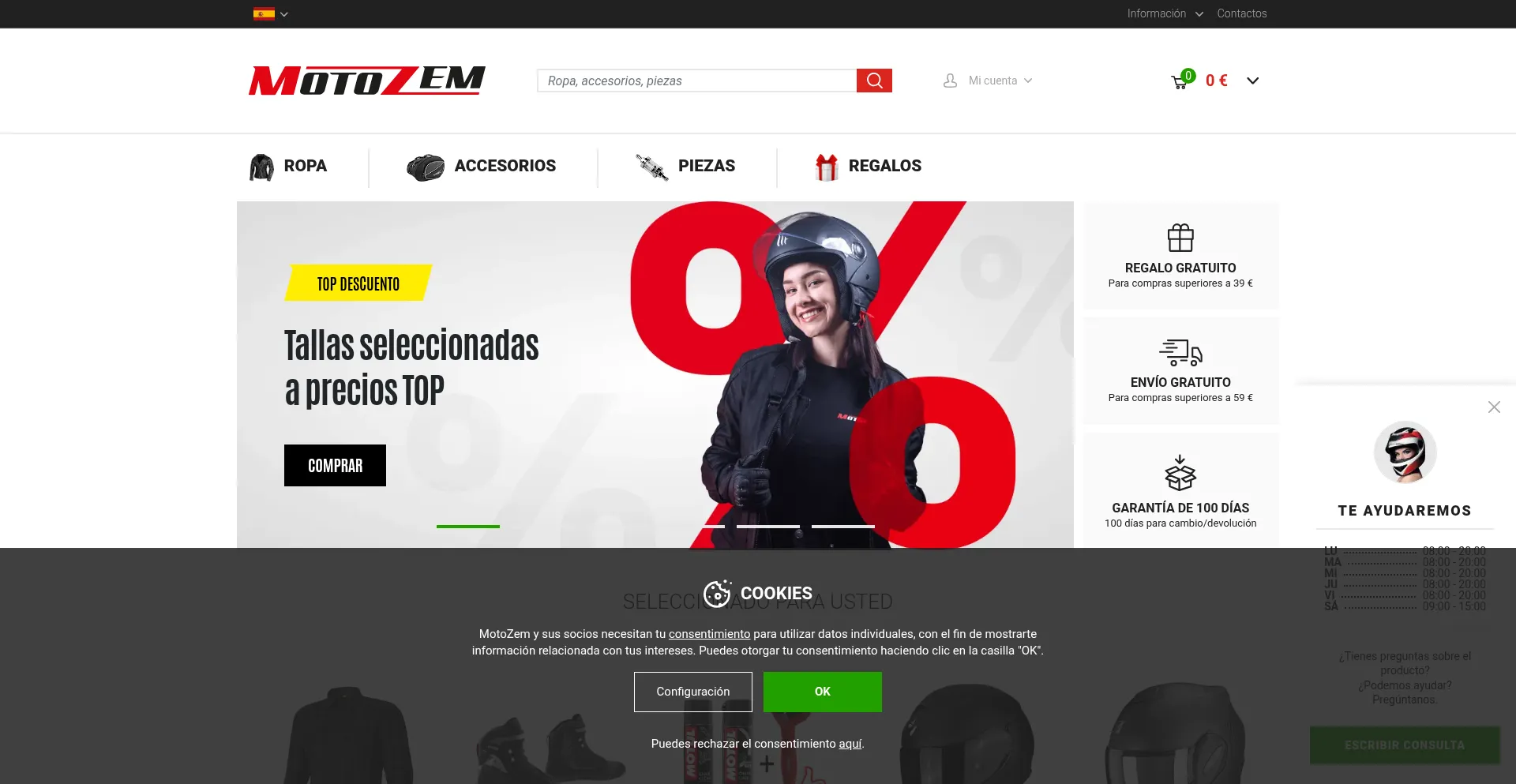 Website screenshot of Motozem.es