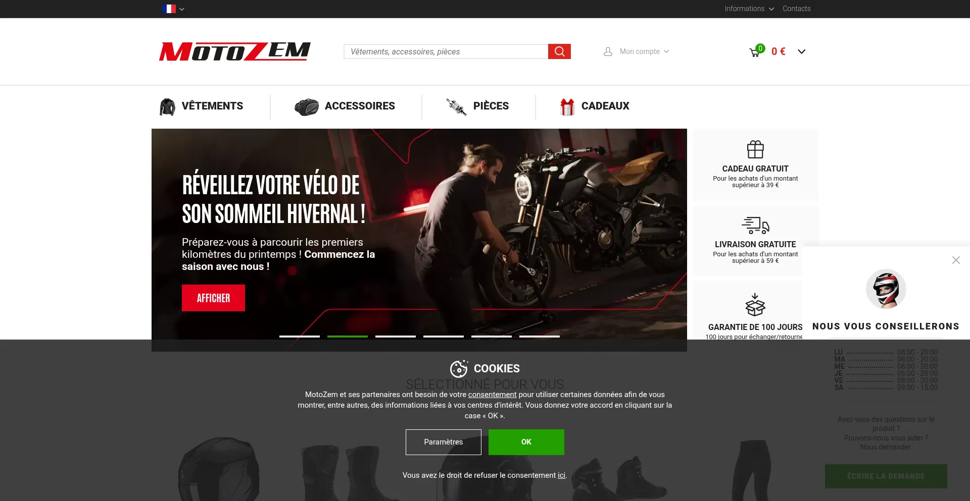 Website screenshot of Motozem.fr