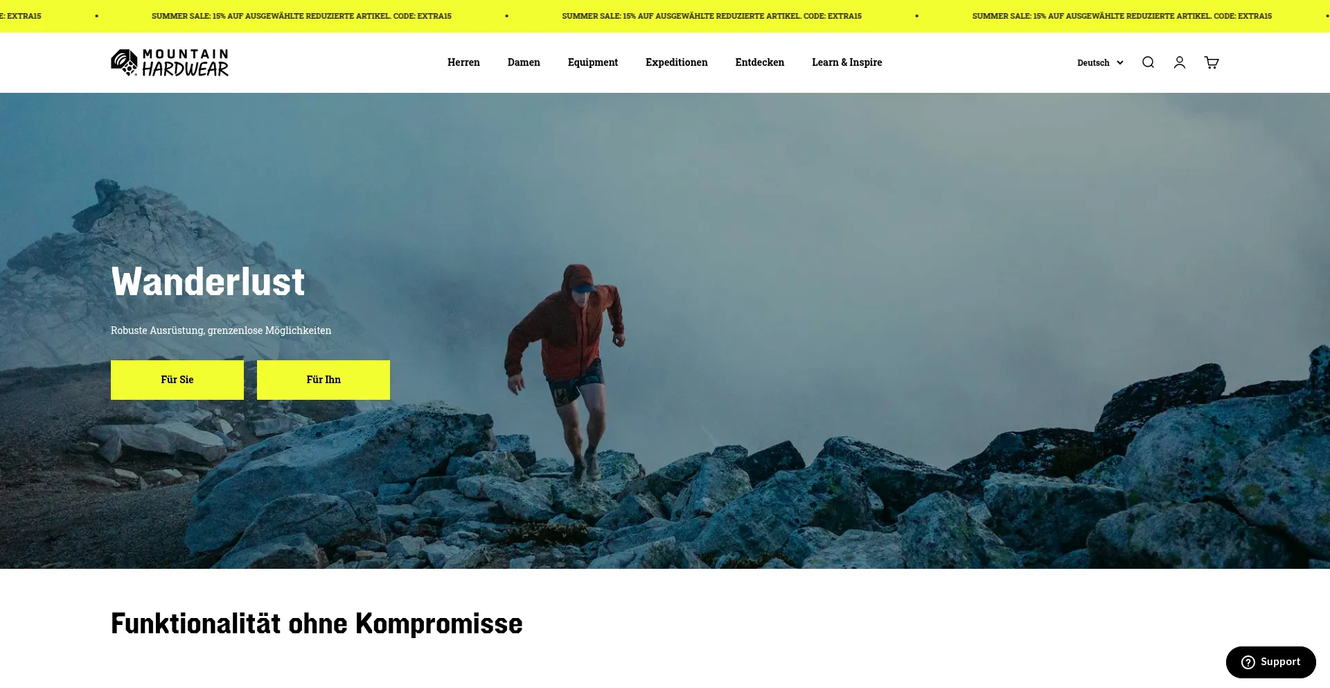 Website screenshot of Mountainhardwear.ch