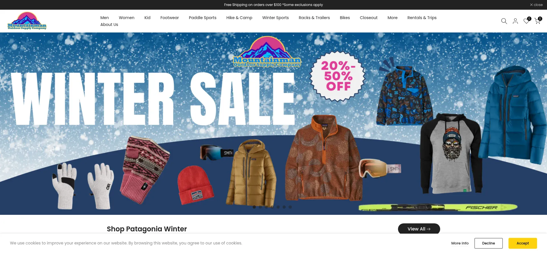 Website screenshot of Mountainmanoutdoors.com