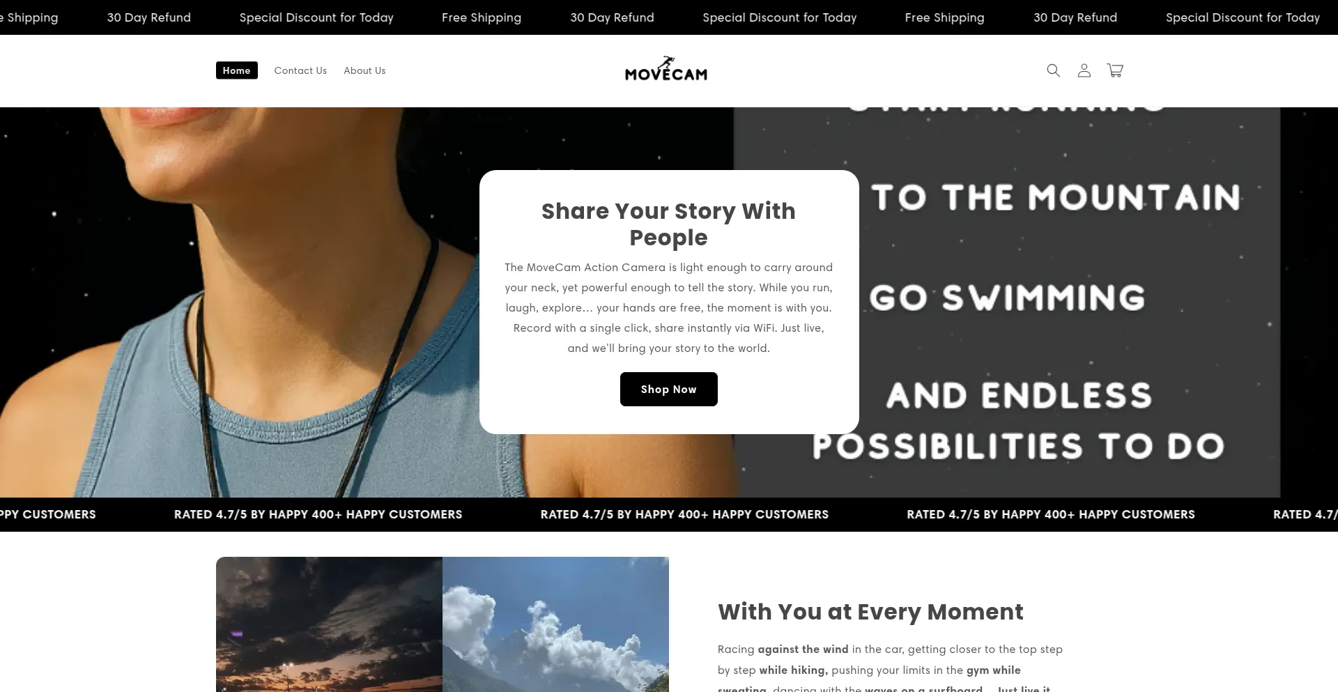 Website screenshot of Movecam.co