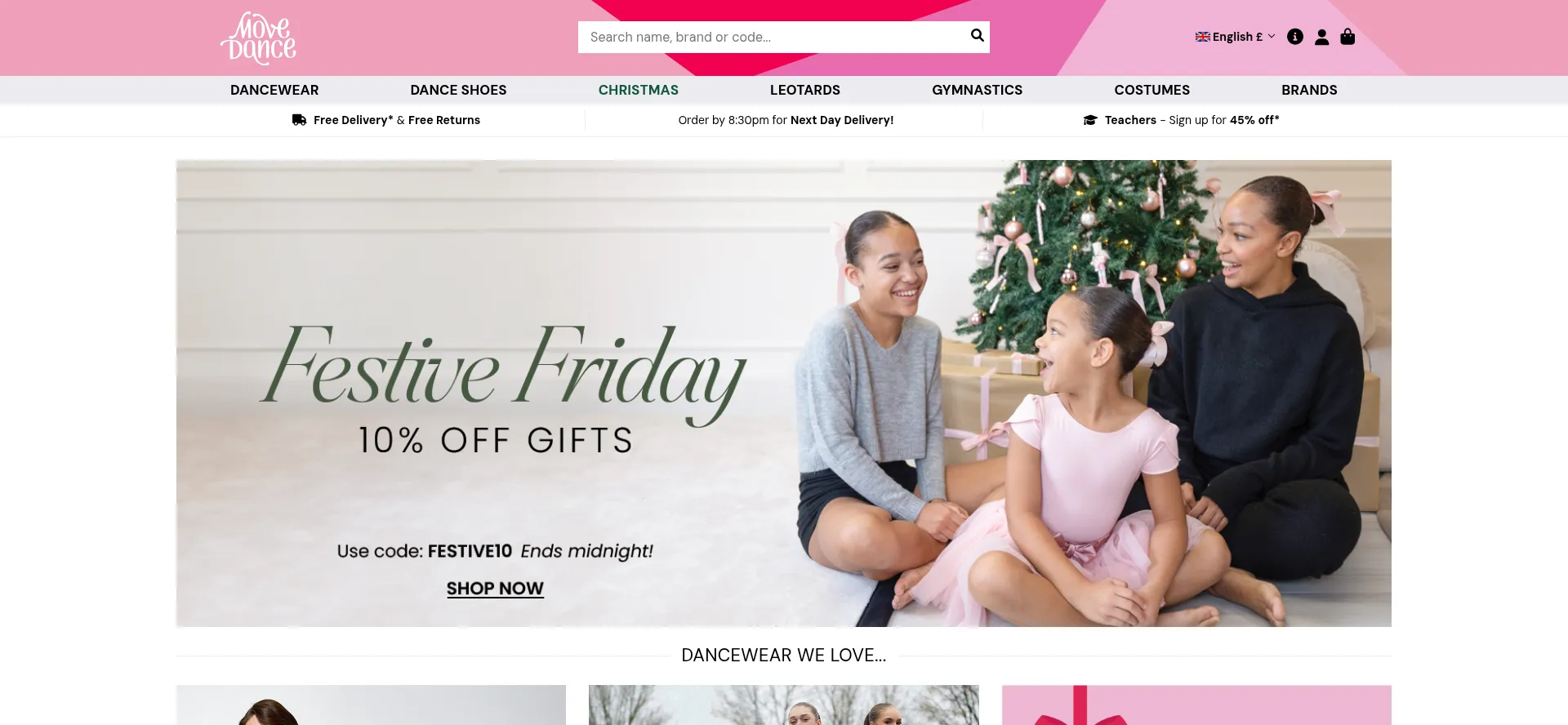 Website screenshot of Movedancewear.com