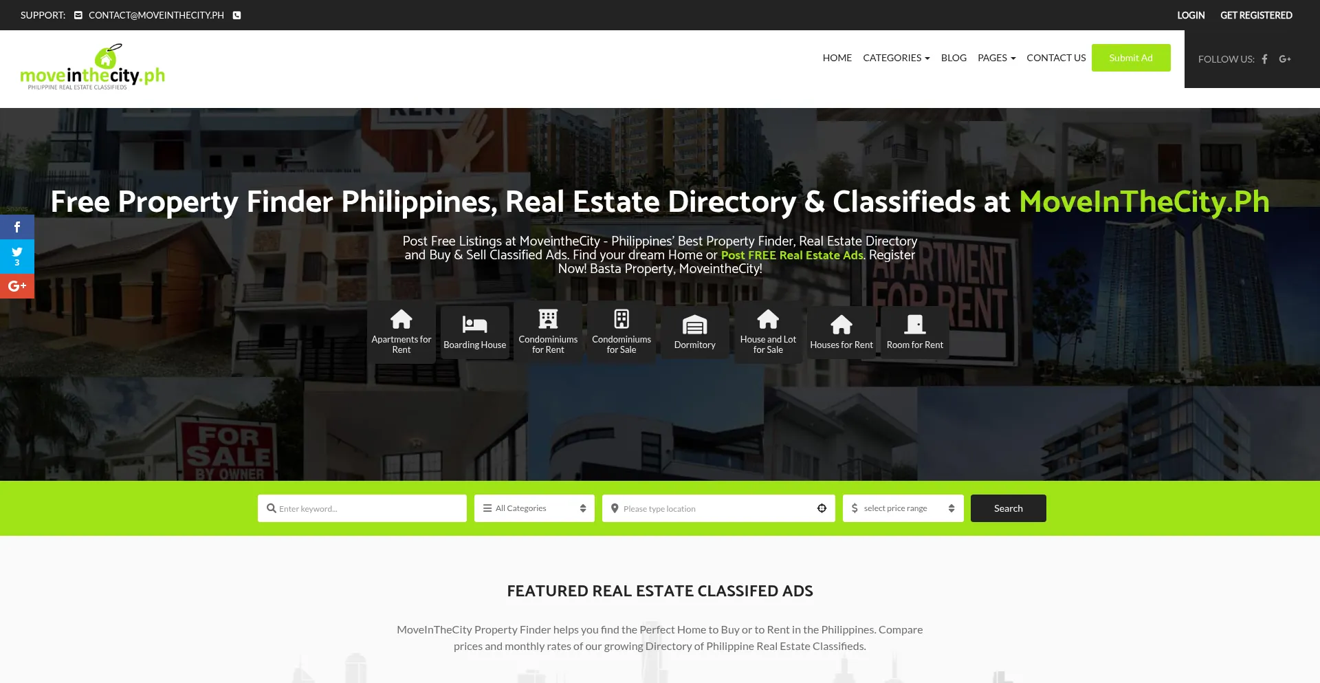 Website screenshot of Moveinthecity.ph