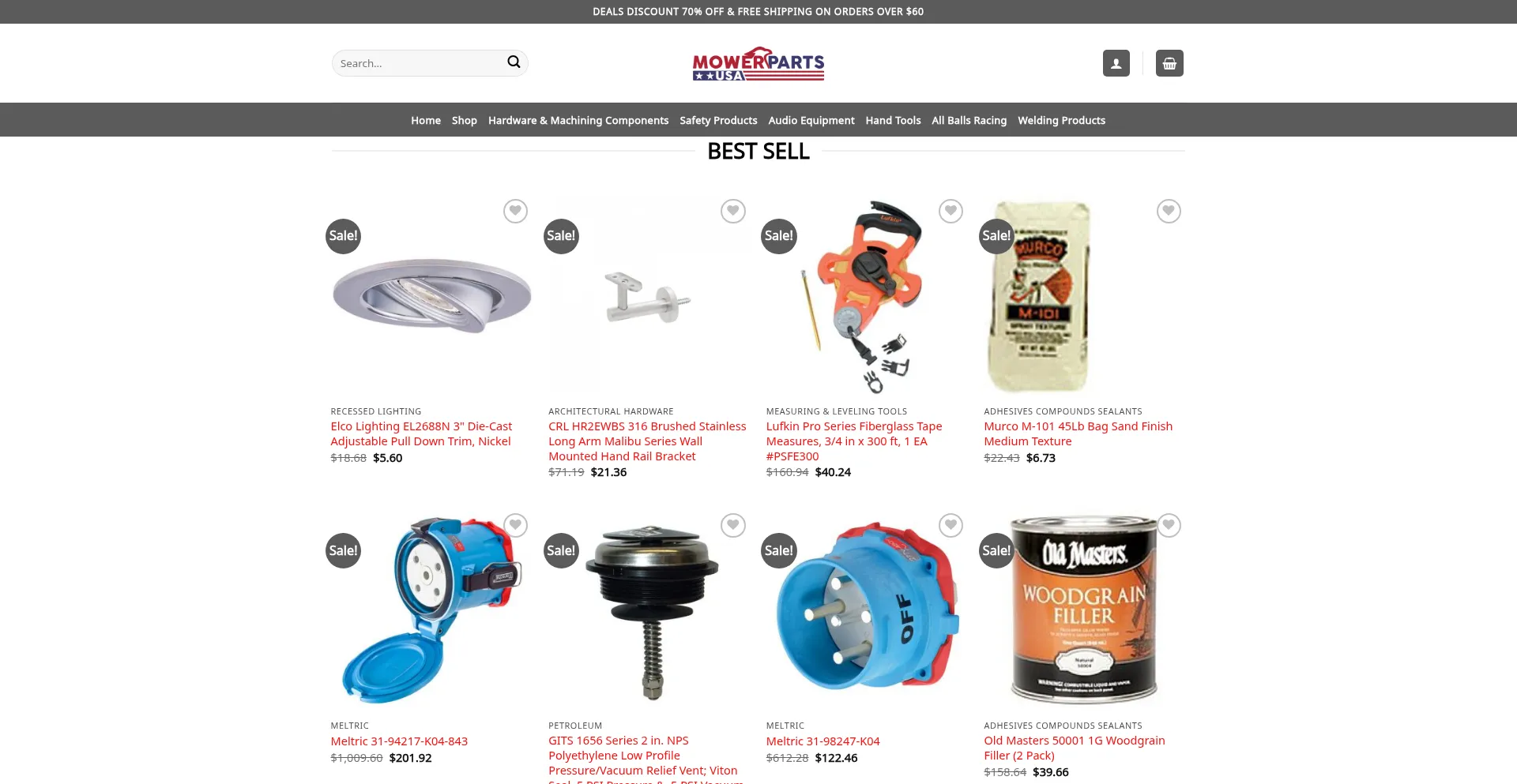 Website screenshot of Moverpartsstore.com