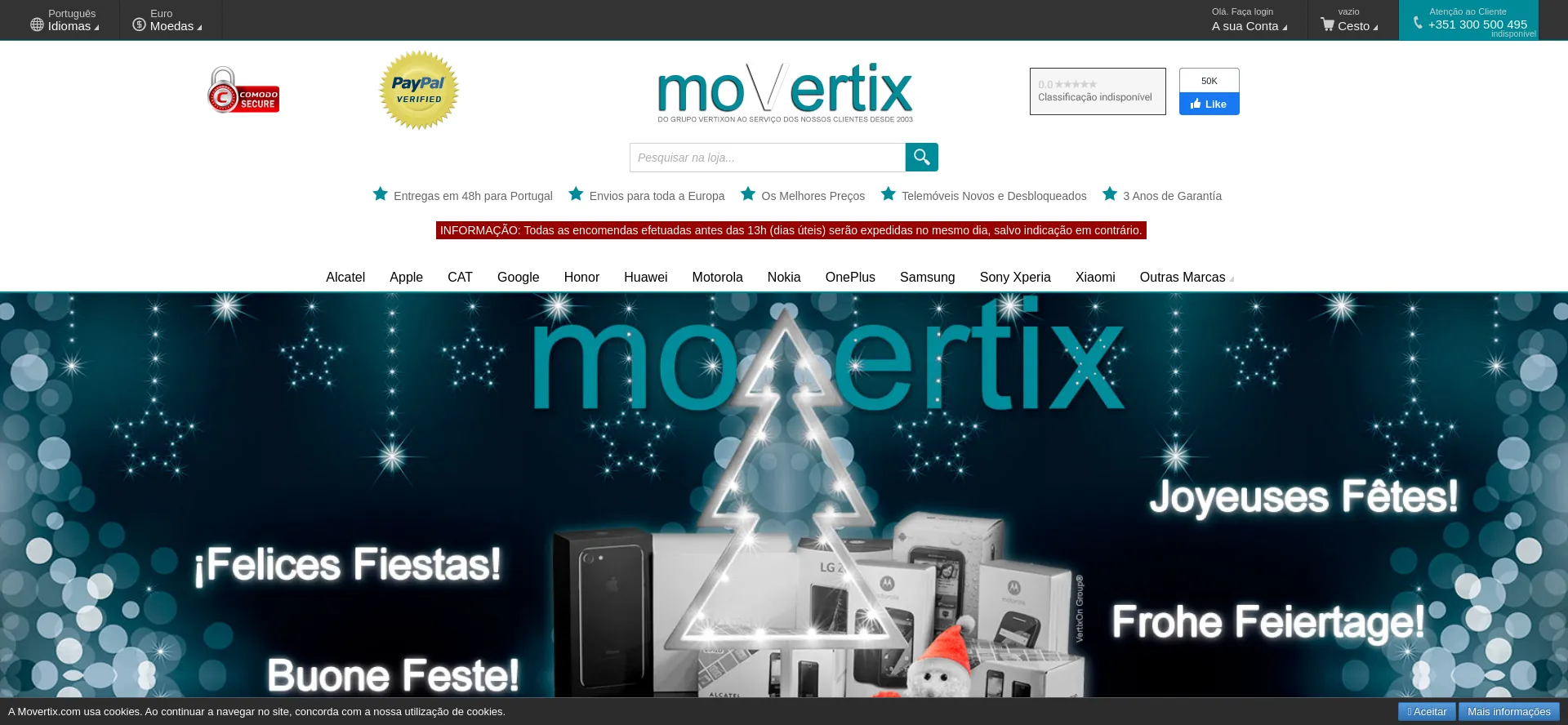 Website screenshot of Movertix.com