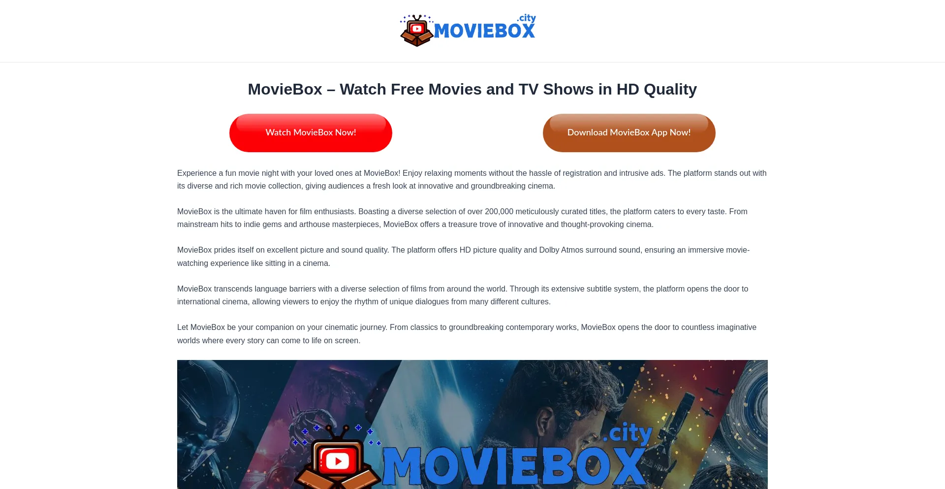 Website screenshot of Moviebox.city