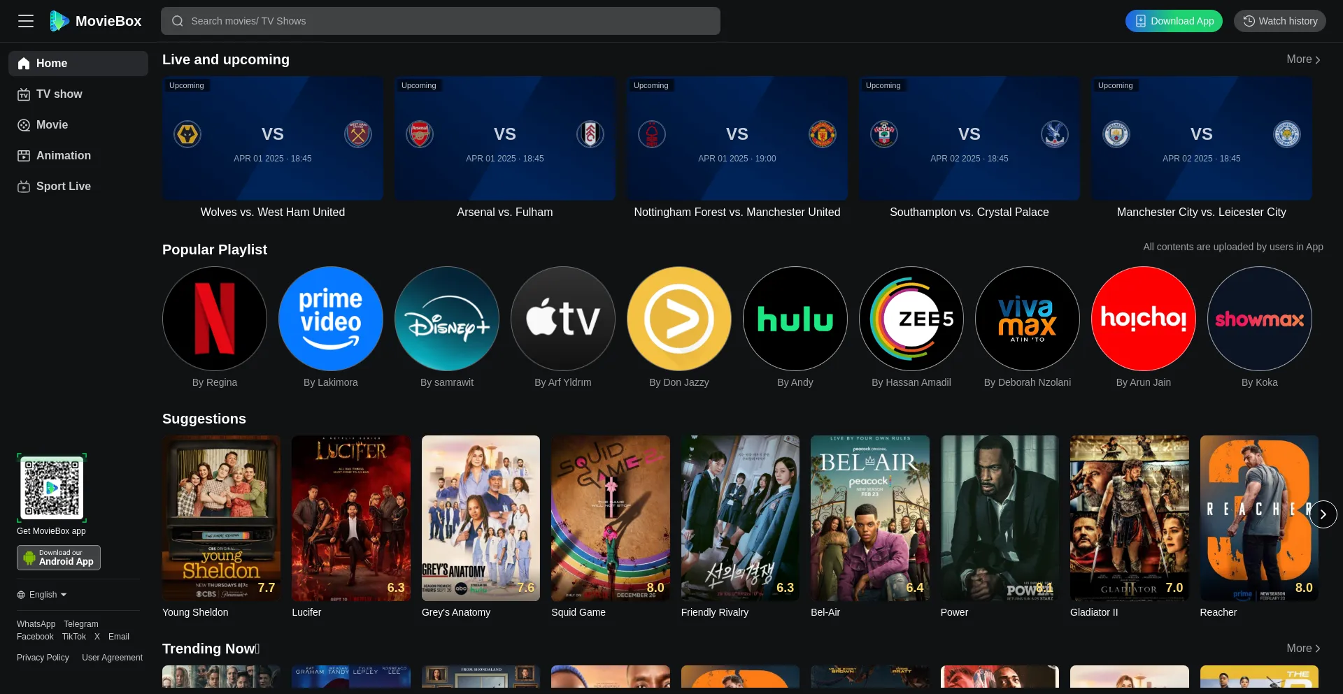 Website screenshot of Moviebox.ng