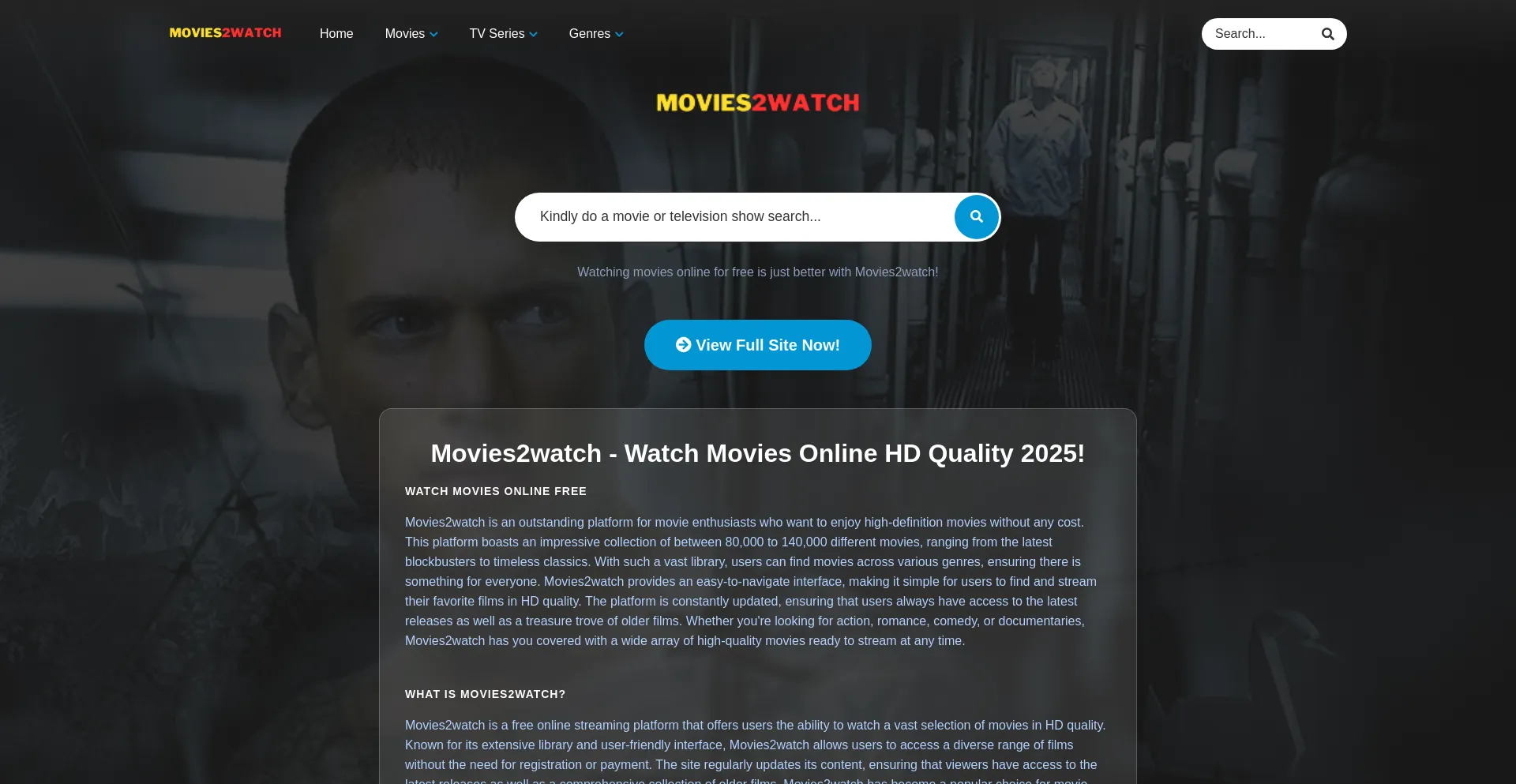 Website screenshot of Movies2watch.win