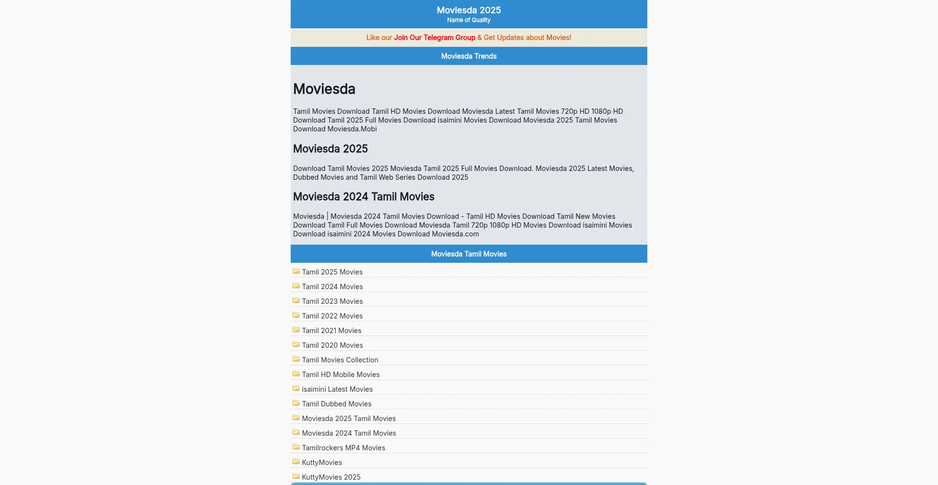 Website screenshot of Moviesda.cloud