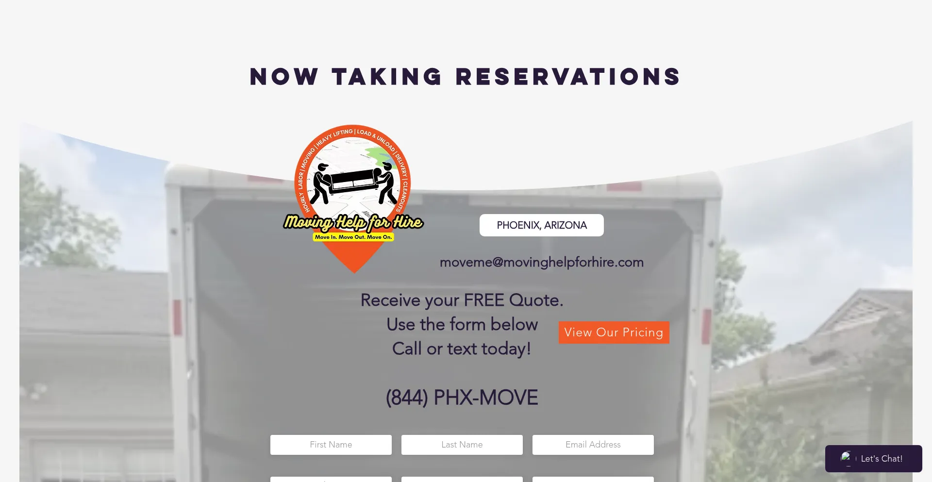 Website screenshot of Movinghelpforhire.com