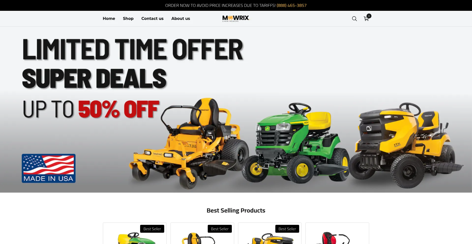 Website screenshot of Mowrix.com