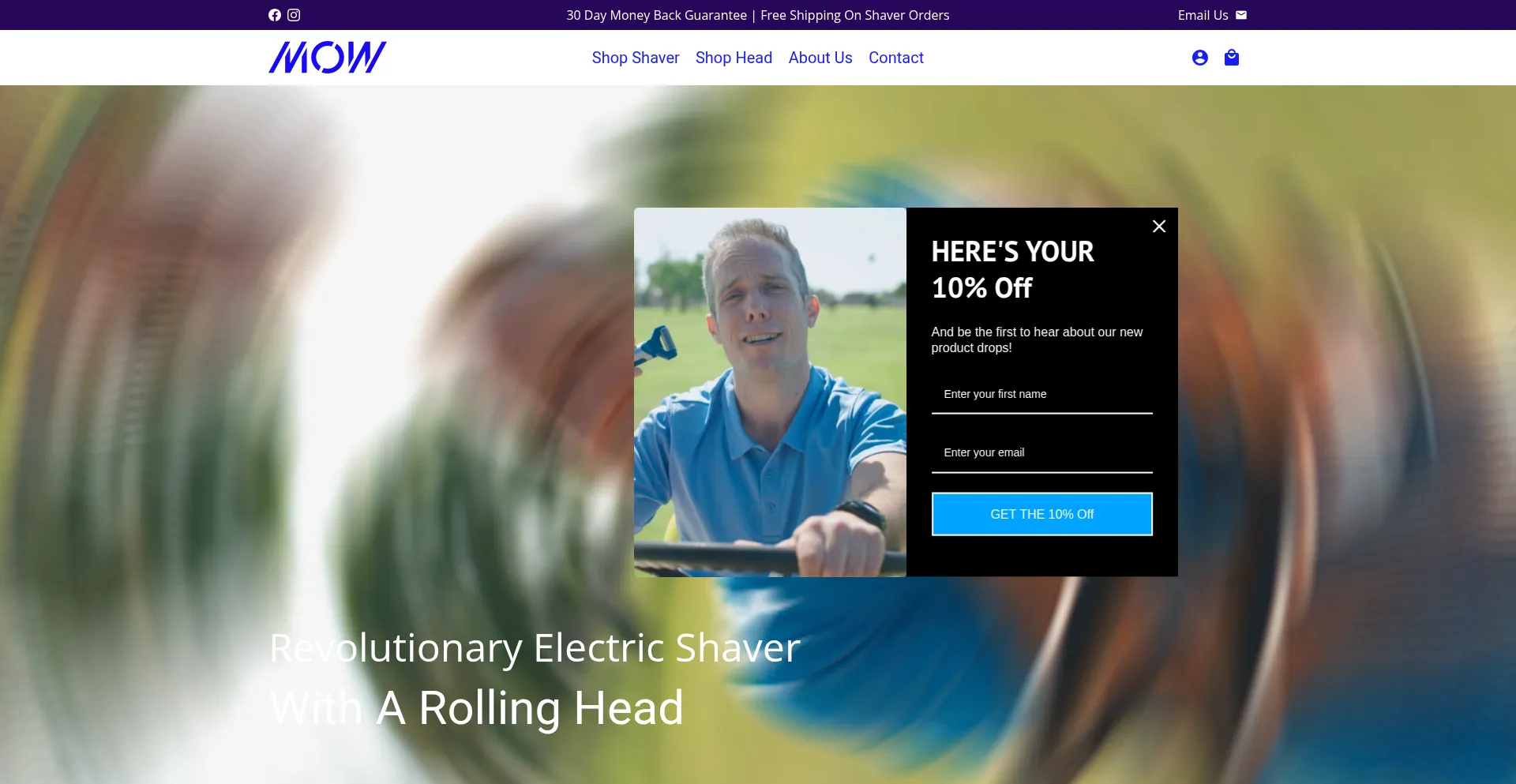 Website screenshot of Mowshaving.com