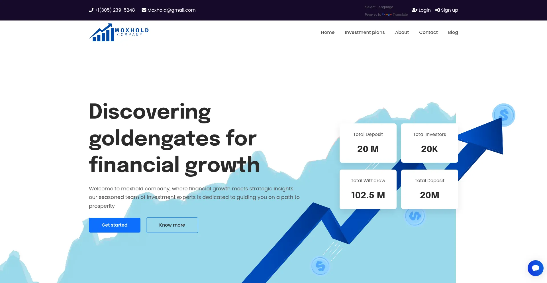 Website screenshot of Moxhold.com