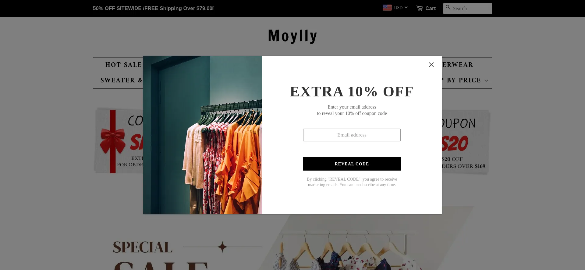Website screenshot of Moylly.com