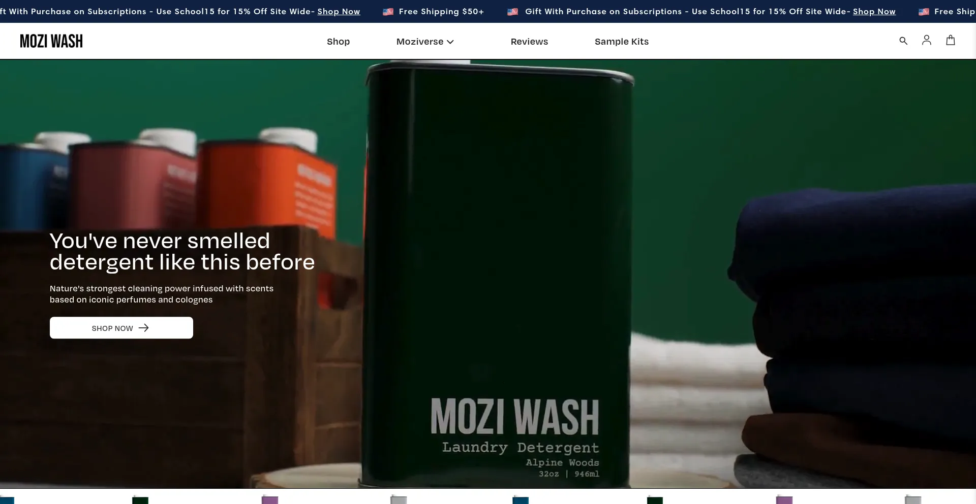 Website screenshot of Moziwash.com