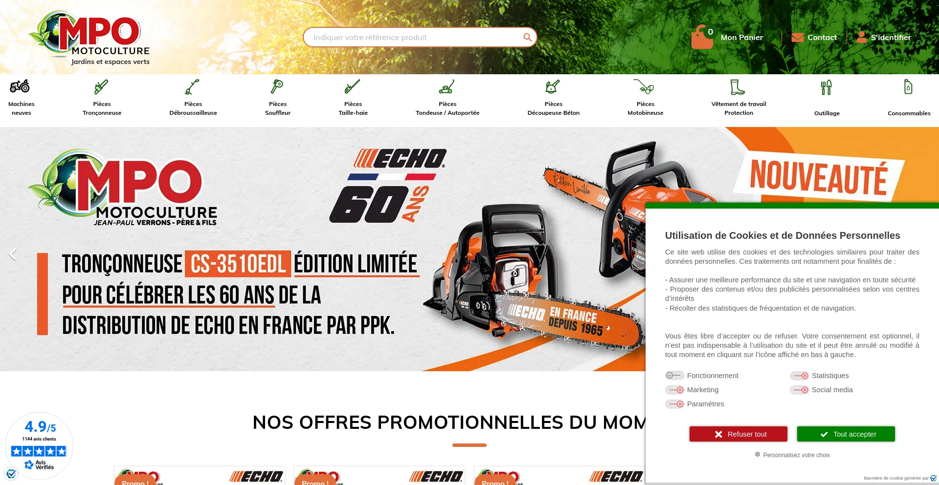 Website screenshot of Mpo-motoculture.fr