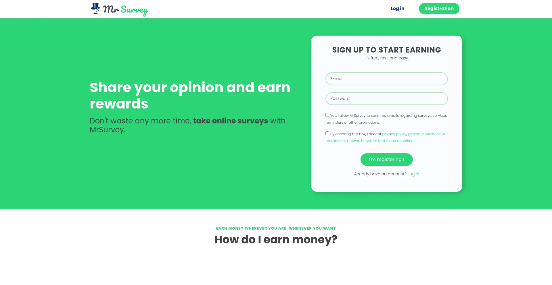 Website screenshot of Mr-survey.com