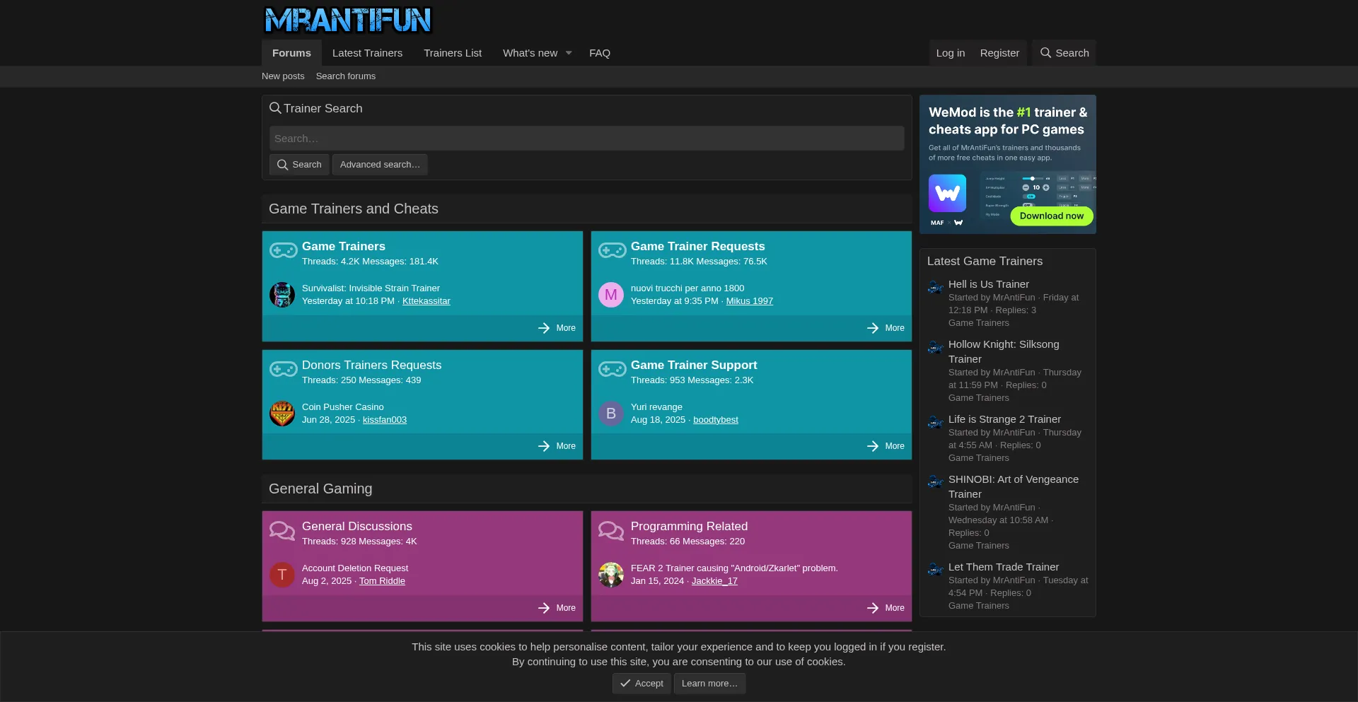 Website screenshot of Mrantifun.net