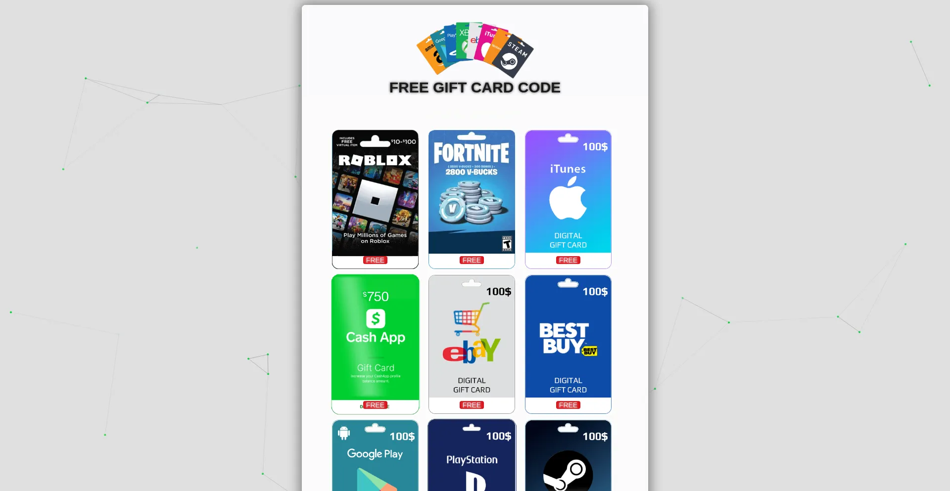 Website screenshot of Mrbeastsfreegifts.shop
