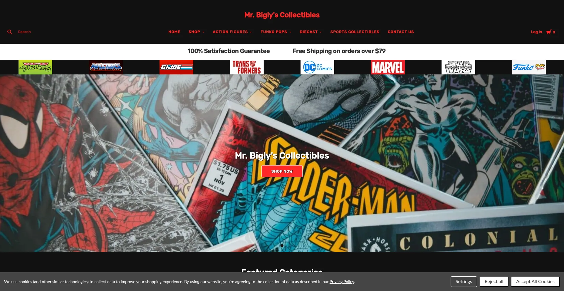 Website screenshot of Mrbiglys.com