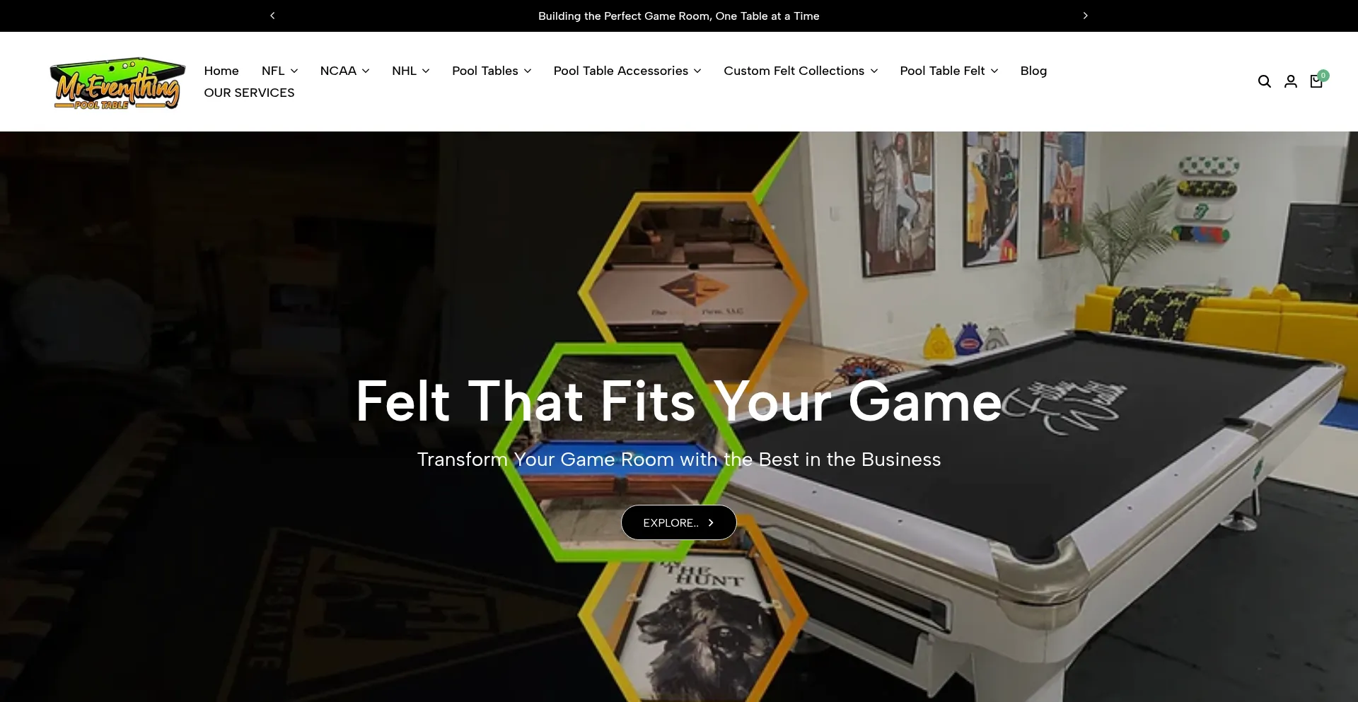 Website screenshot of Mreverythingpooltable.com
