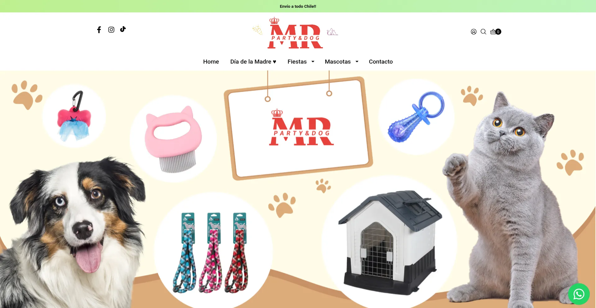 Website screenshot of Mrpartymrdog.cl
