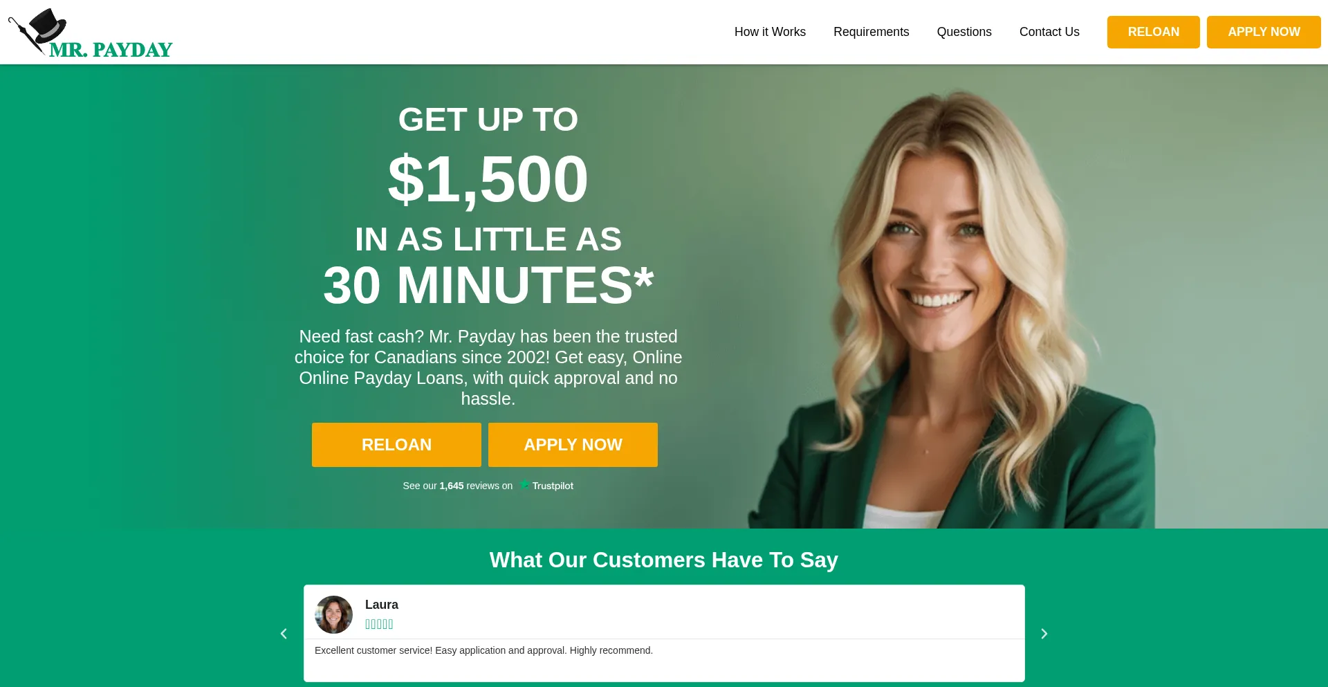 Website screenshot of Mrpayday.com