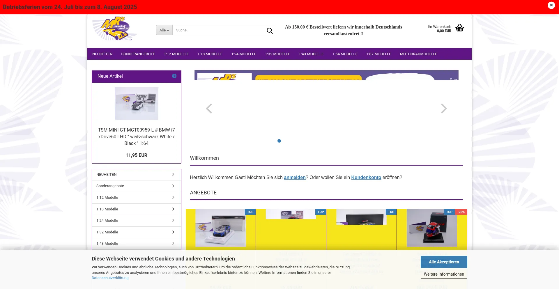 Website screenshot of Mrs-modellautos.de