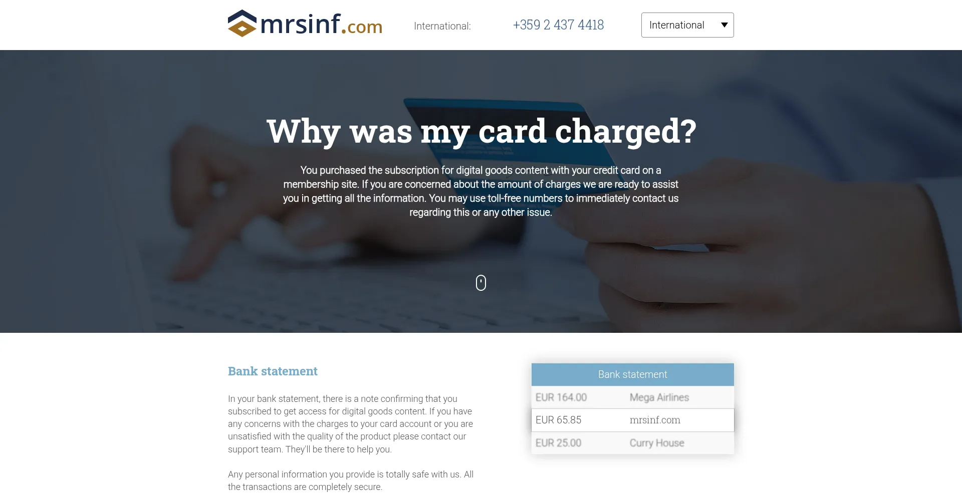 Website screenshot of Mrsinf.com