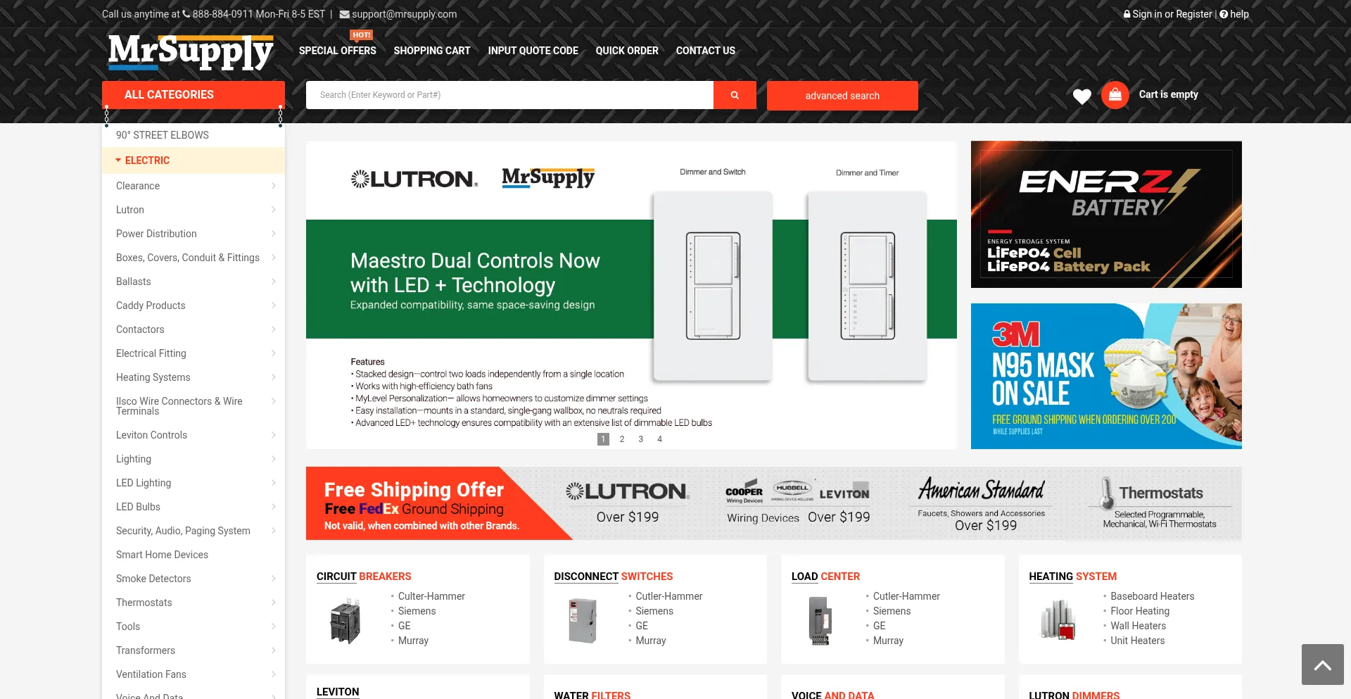 Website screenshot of Mrsupply.com