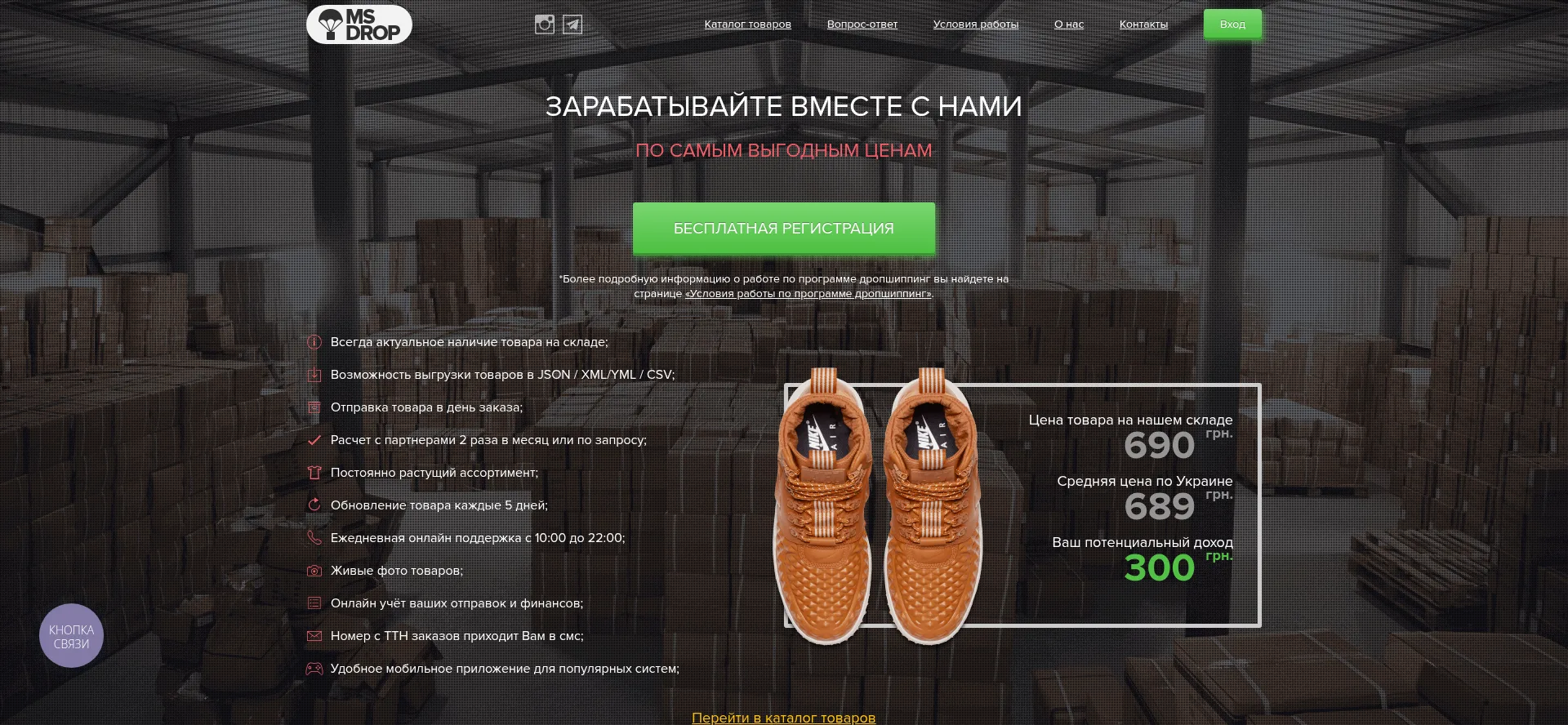 Website screenshot of Msdrop.com.ua