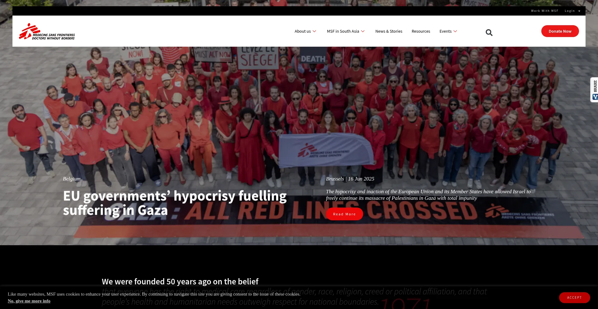 Website screenshot of Msfsouthasia.org
