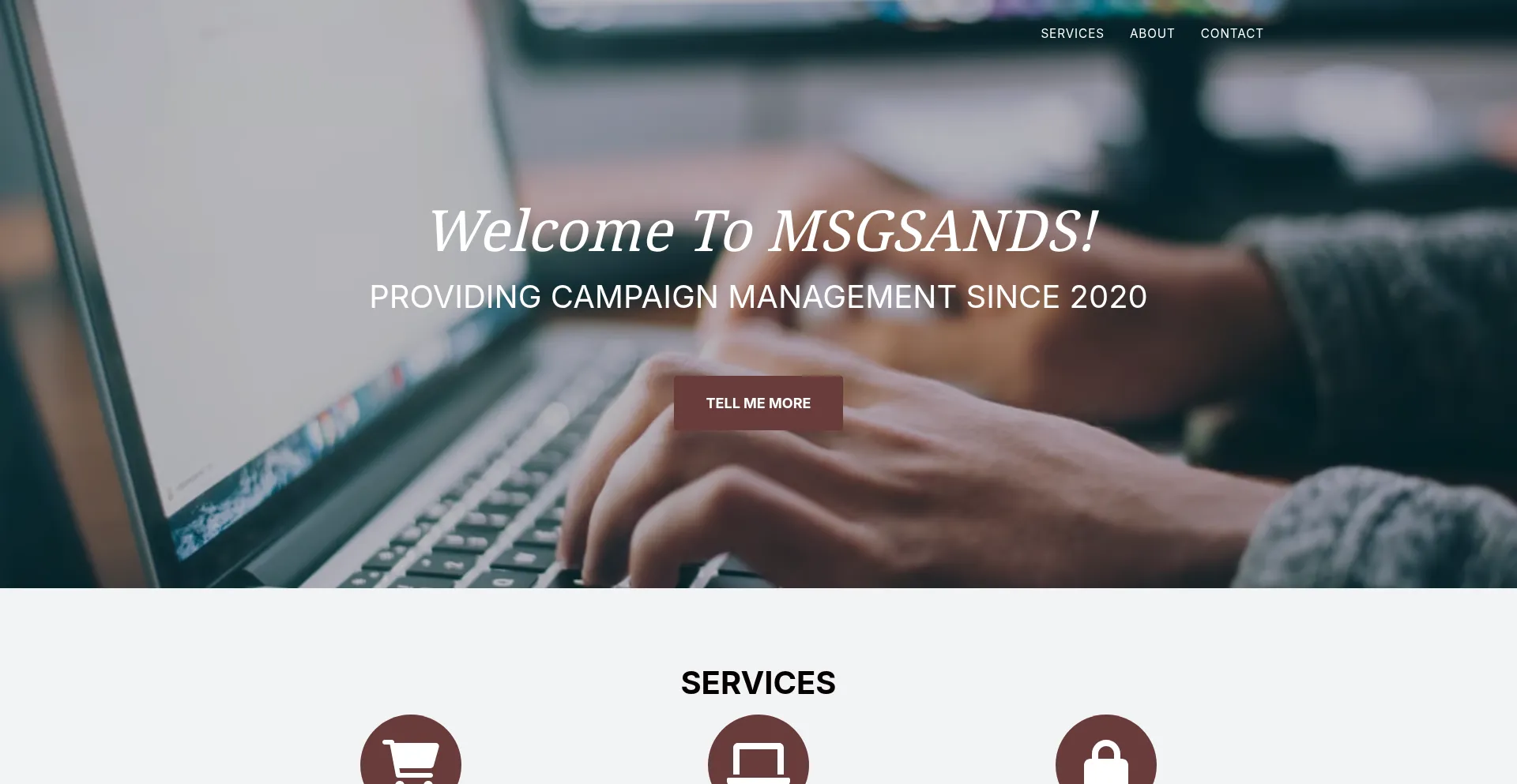 Website screenshot of Msgsands.com