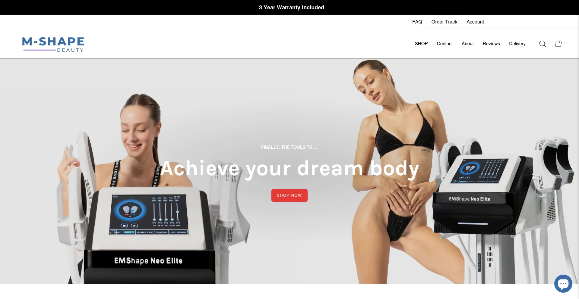Website screenshot of Mshapebeauty.com