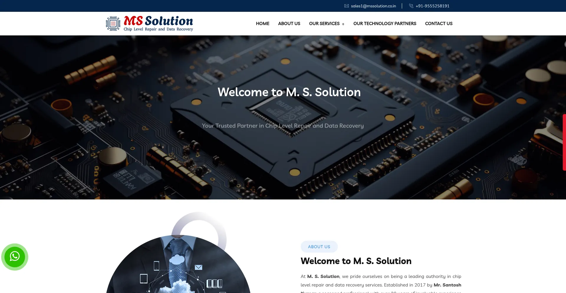 Website screenshot of Mssolution.co.in